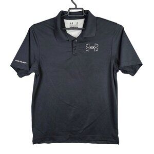 Mens Under Armour Coldblack Black Polo Shirt Loose Short Sleeve Polyester Size L
